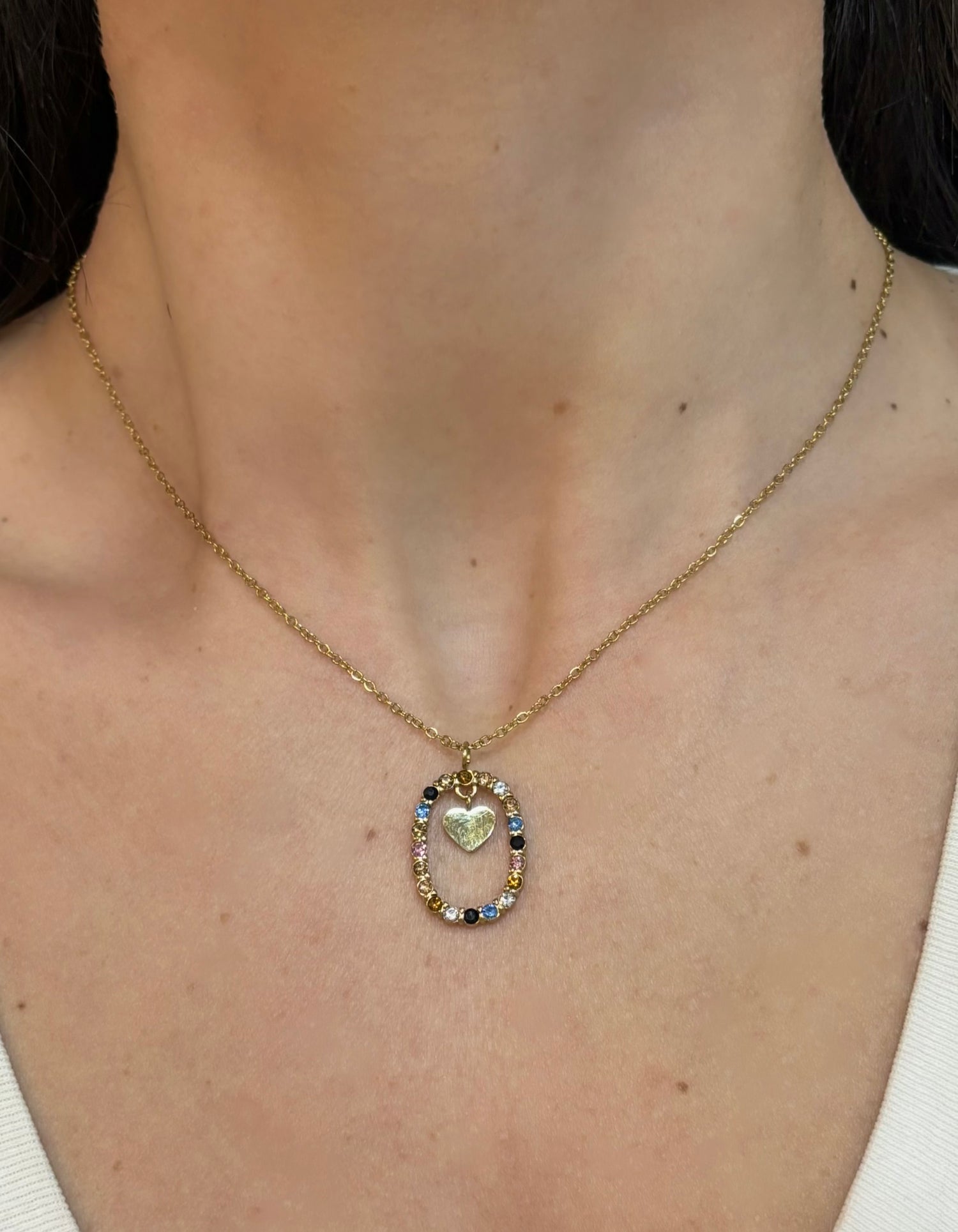 Collana arcobaleno oro in acciaio inossidabile