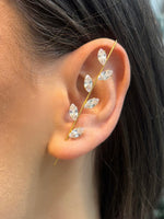 Piercing foglie con zirconi in acciaio dorato