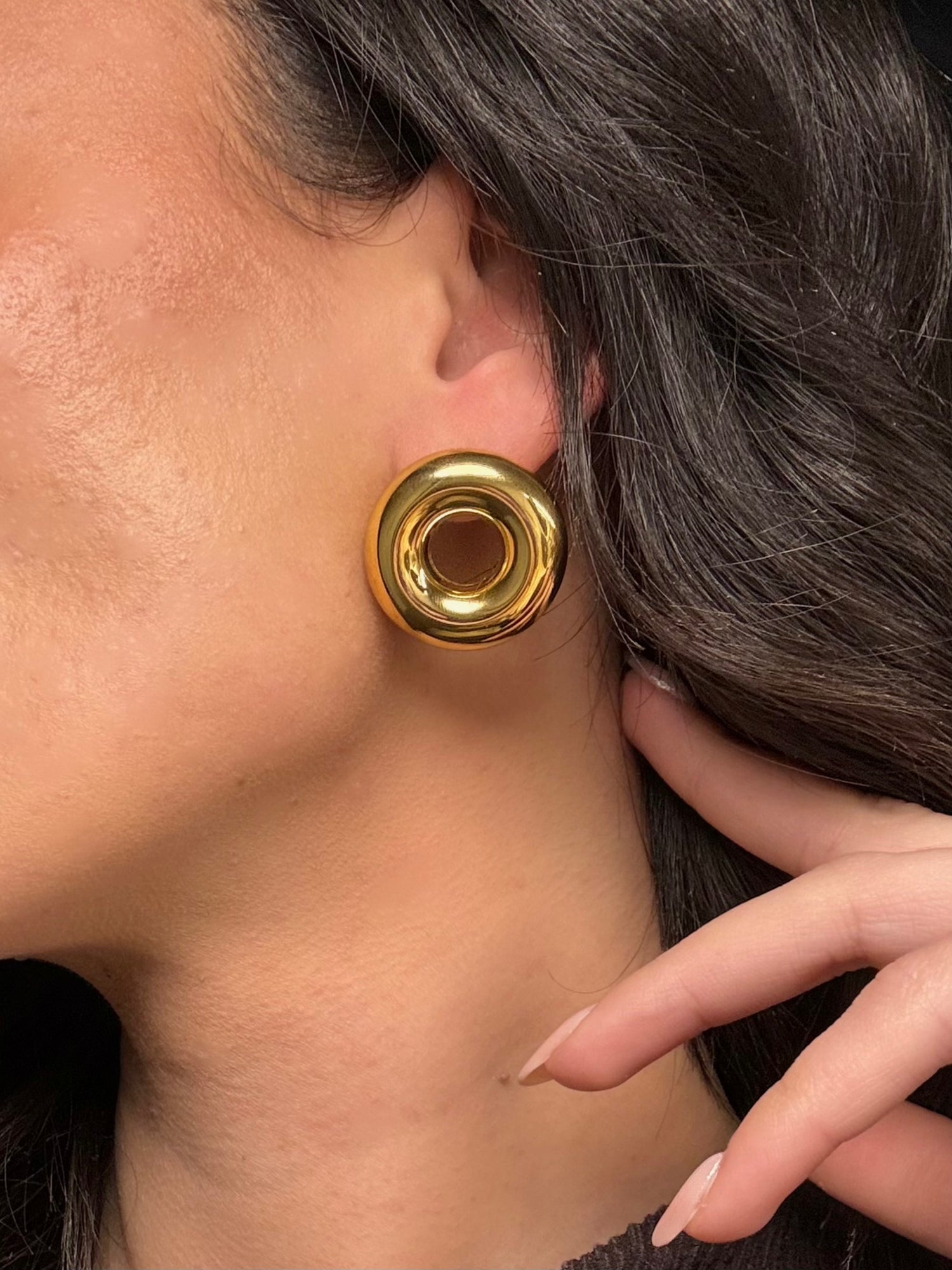 Orecchini donuts oro in acciaio inossidabile