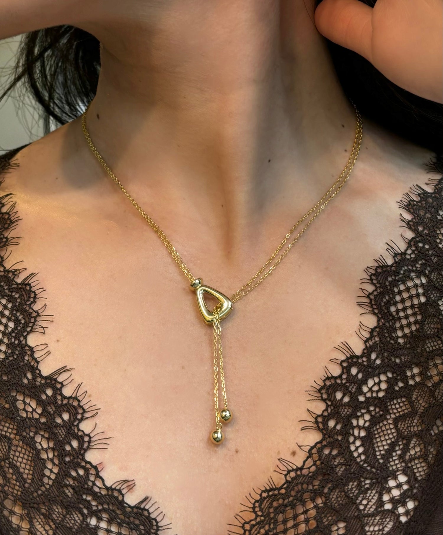 Collana Triangle saliscendi oro in argento 925