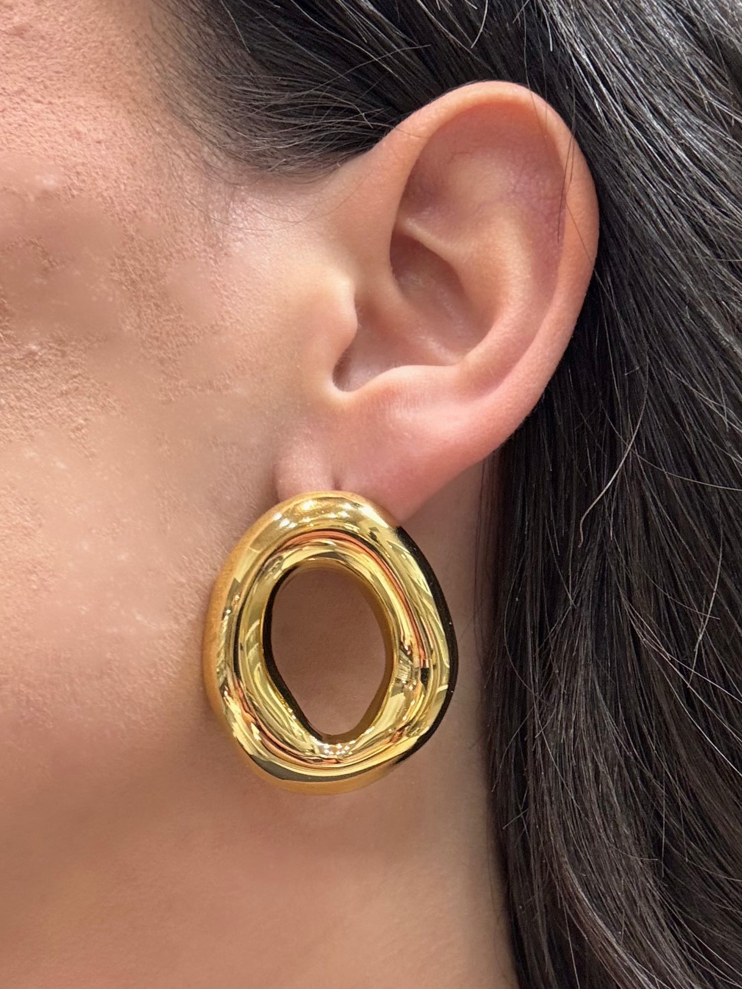 Orecchini round oro in acciaio inossidabile