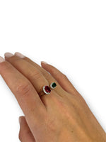 Anello doppio zircone verde e rosa argento 925 - SIddharta