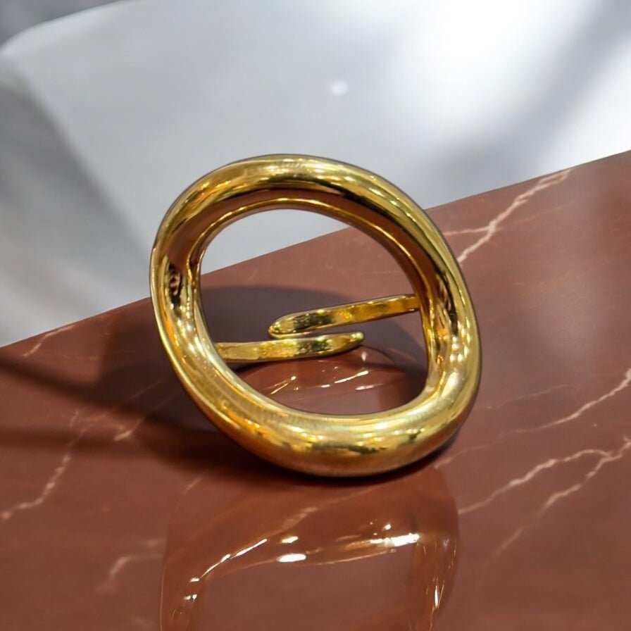 Anello round oro in acciaio inossidabile - SIddharta