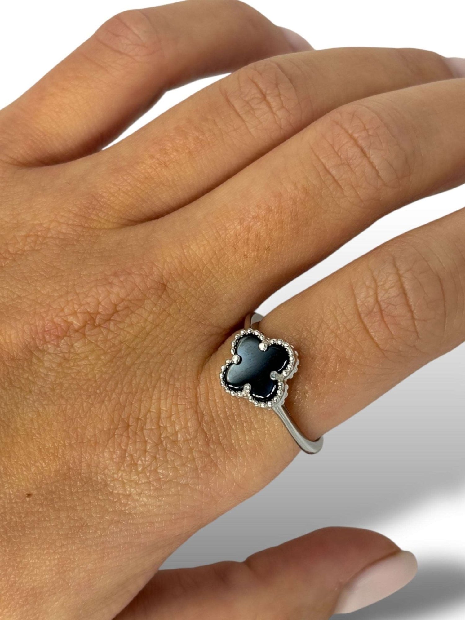 Anello simil van cleef nero argento 925 - SIddharta