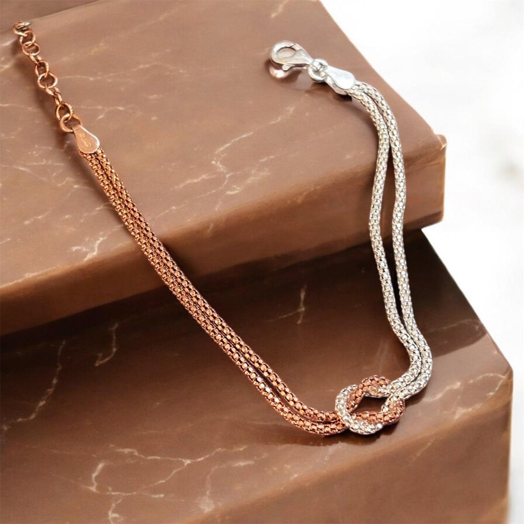 Bracciale nodo bicolore in argento 925 - SIddharta