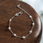 Bracciale quadrifogli 7 fiori con zirconi in argento 925 - SIddharta