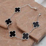 Bracciale quadrifogli big nero in argento 925 - SIddharta