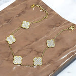 Bracciale quadrifoglio 5 fiori con zirconi dorato in argento 925 - SIddharta