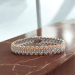 Bracciale tennis maglia larga bianco e ramato in argento 925 - SIddharta