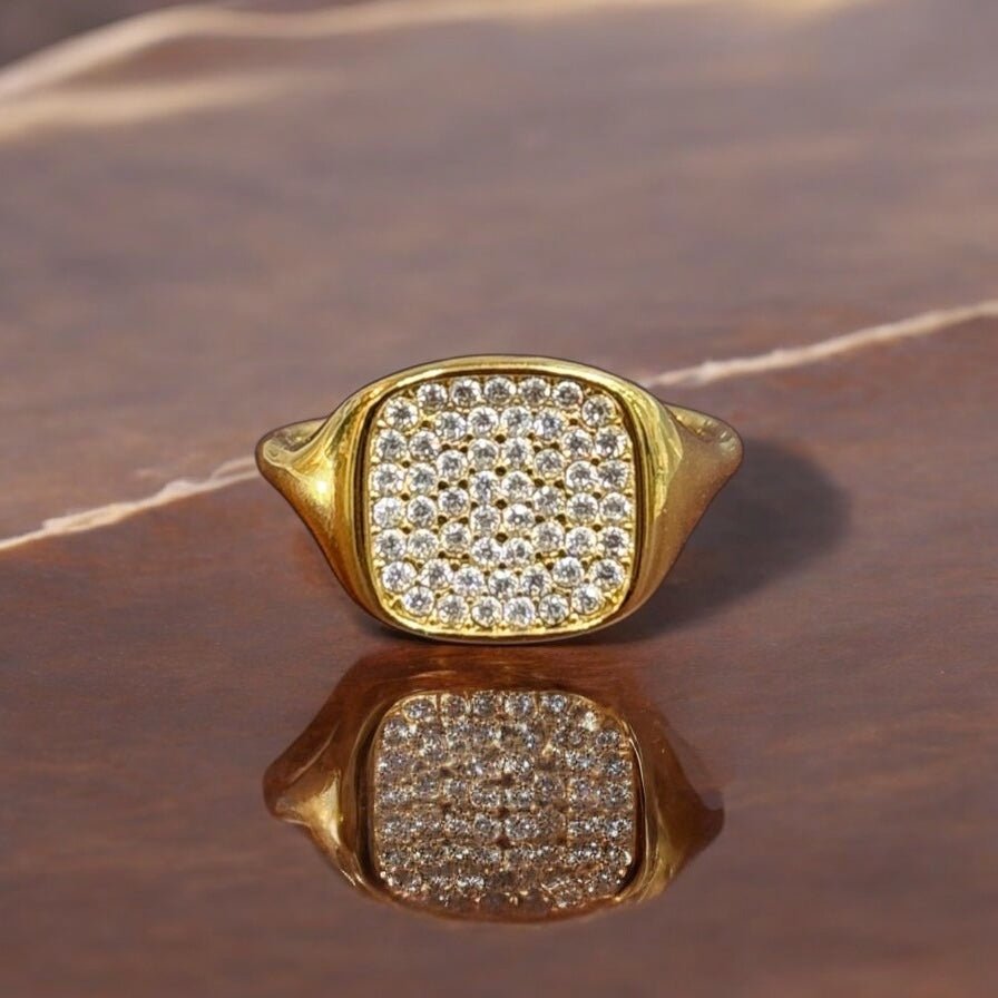 Chevalier oro quadrato con zirconi in acciaio inossidabile - SIddharta