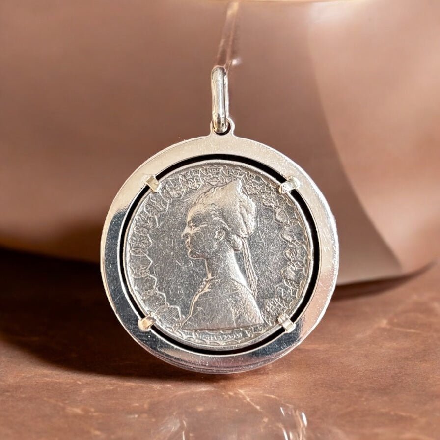 Ciondolo 500 lire incastonata in argento 925 - SIddharta