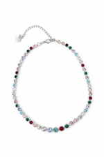 Collana Girocollo con Zirconi colorati in Acciaio Inossidabile regolabile (argento / oro) - SIddharta