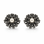 Orecchini Fiore in Argento 925 con Perla – Design Vintage - SIddharta