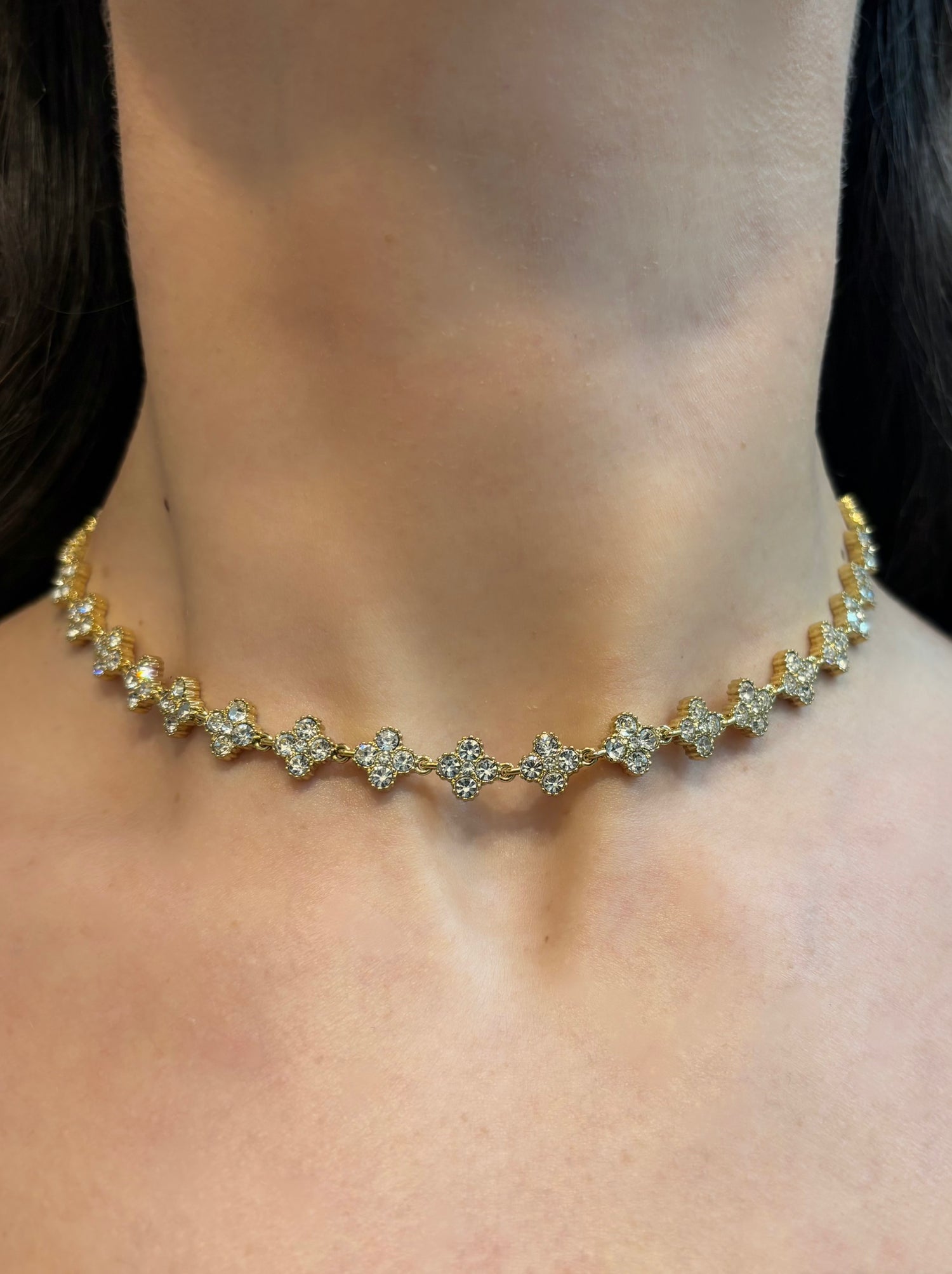 Collana tennis quadrifoglio oro in acciaio inossidabile