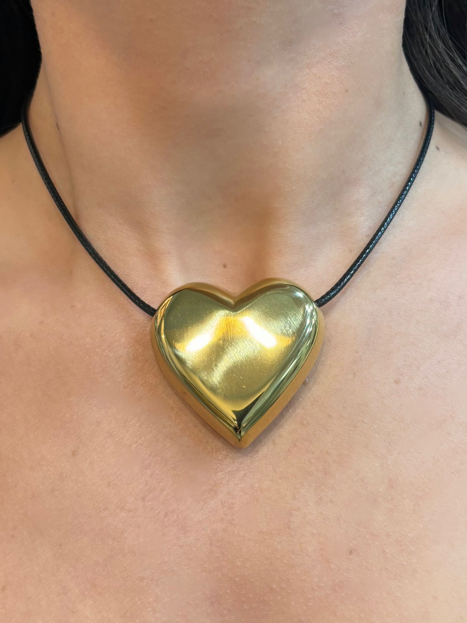 Collana cuore dorato in acciaio inossidabile