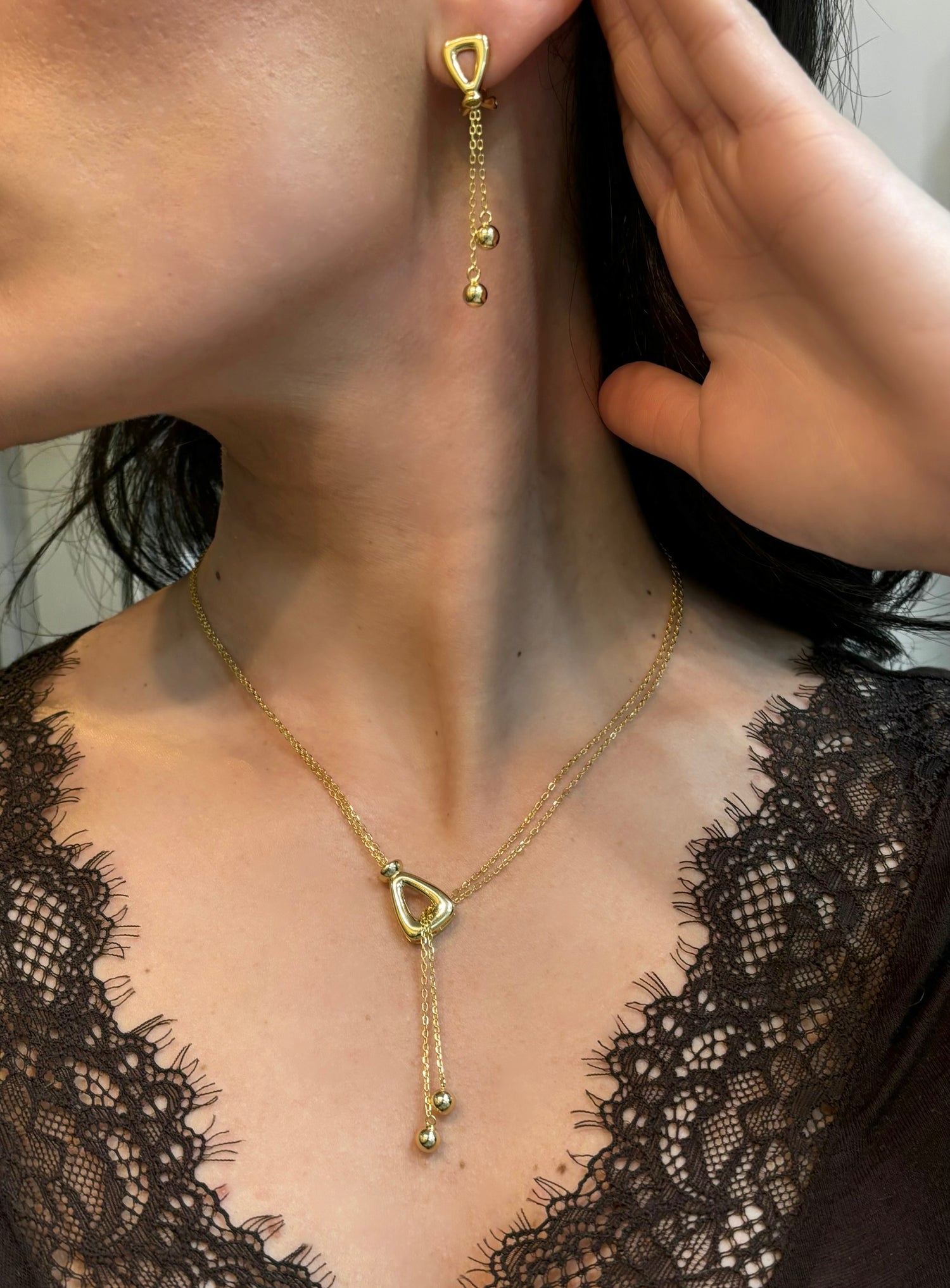 Collana Triangle saliscendi oro in argento 925