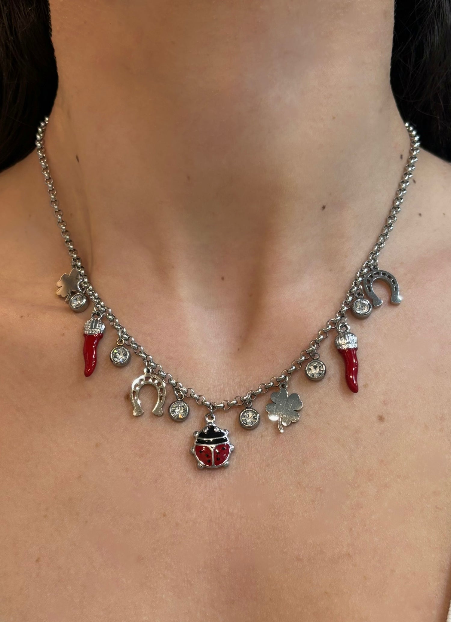 Collana portafortuna in acciaio inossidabile