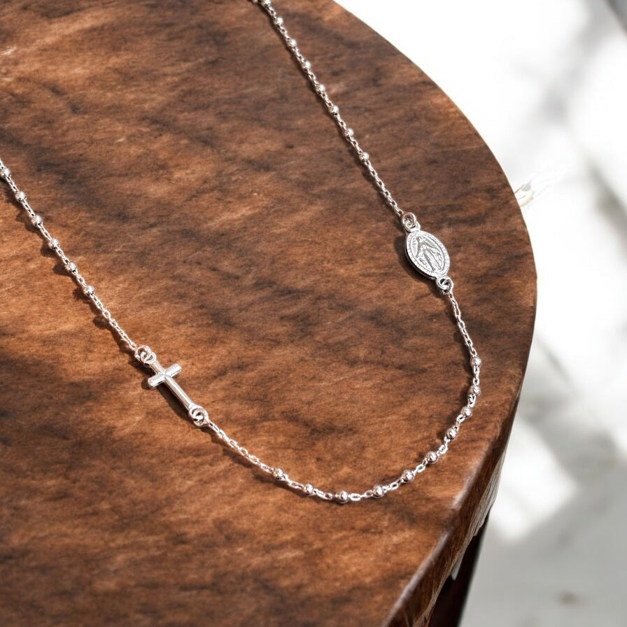 Collana Rosario girocollo in argento 925