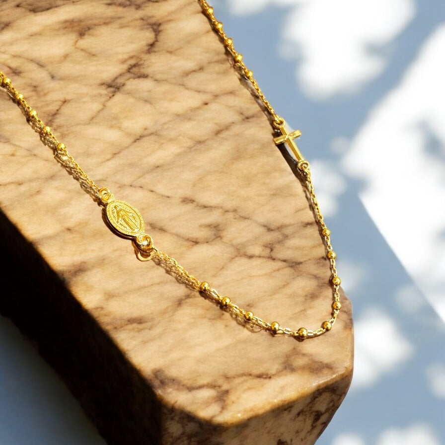 Collana rosario oro in argento 925