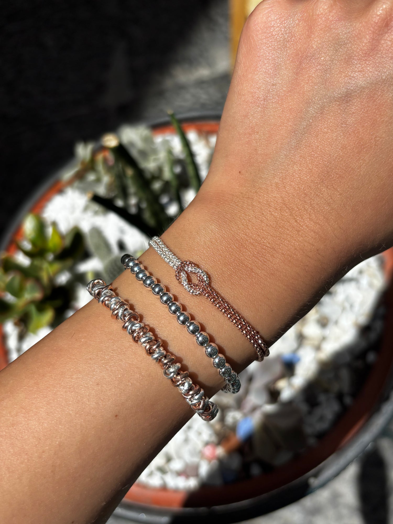 Bracciale nodo bicolore in argento 925
