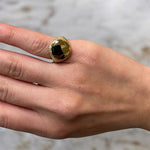 Anello chevalier dorato in argento 925 puntinato ai lati - SIddharta
