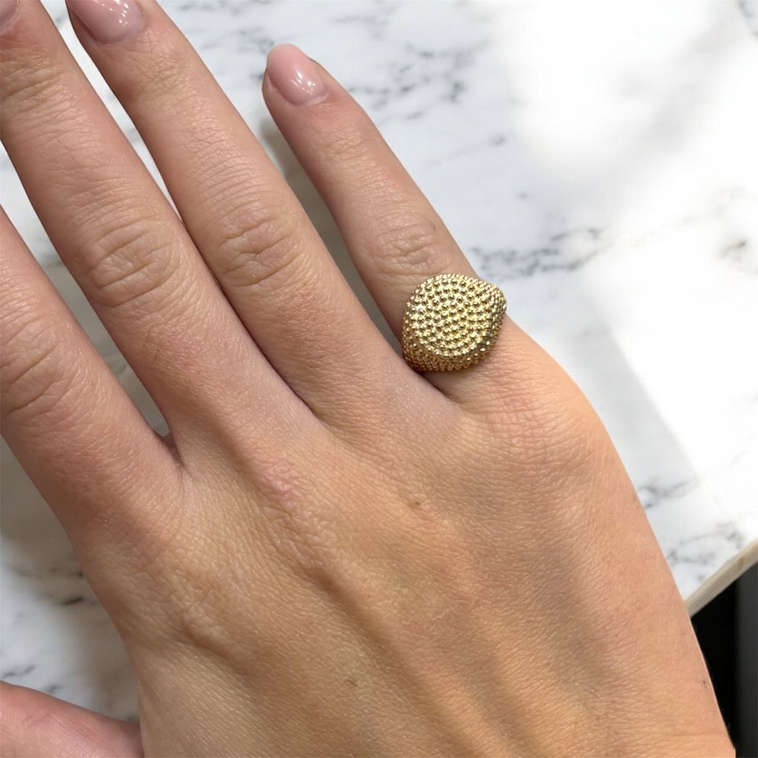 Anello Chevalier oro puntinato in argento 925 - SIddharta