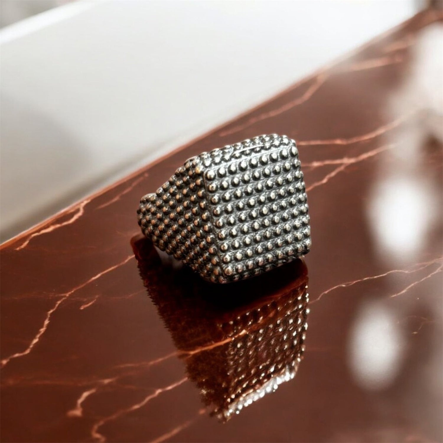 Anello Chevalier quadrato oro in argento 925 - SIddharta