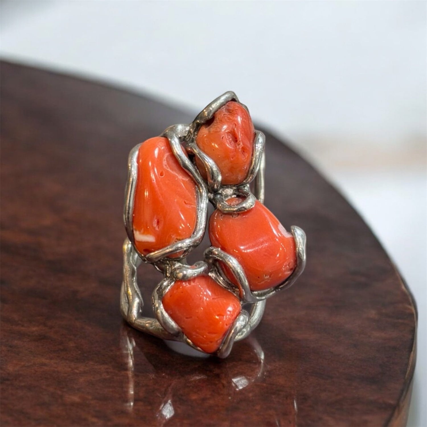 Anello corallo in argento 925 - SIddharta