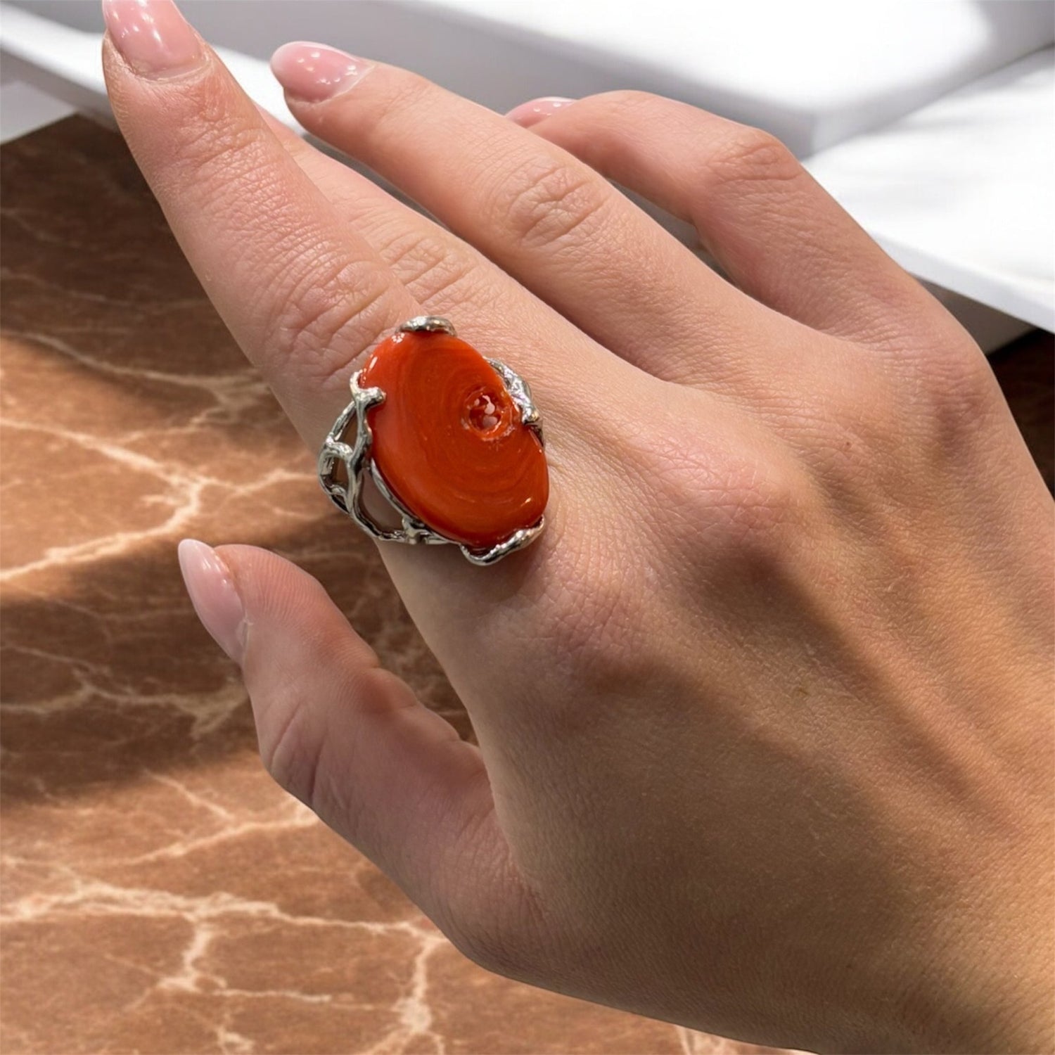 Anello corallo in argento 925 - SIddharta