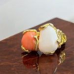 Anello corallo rosa oro in argento 925 - SIddharta