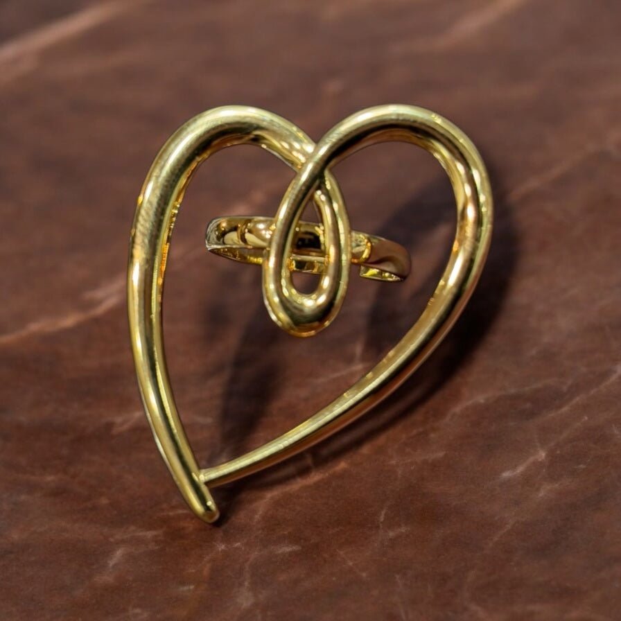 Anello cuore big oro in acciaio inossidabile - SIddharta