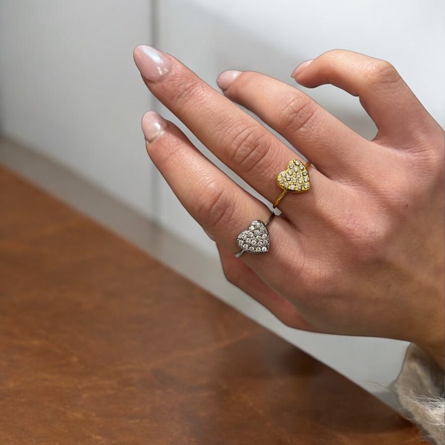 Anello cuore con zirconi in acciaio inossidabile - SIddharta