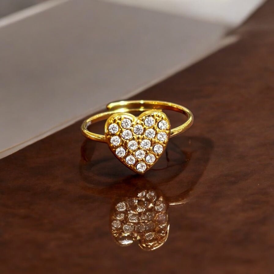 Anello cuore oro con zirconi in acciaio inossidabile - SIddharta
