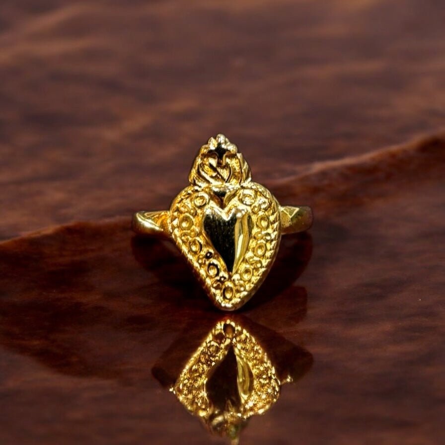 Anello cuore sacro oro in acciaio inossidabile - SIddharta
