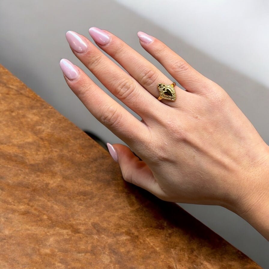 Anello cuore sacro oro in acciaio inossidabile - SIddharta