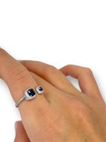 Anello doppio zircone blu argento 925 - SIddharta