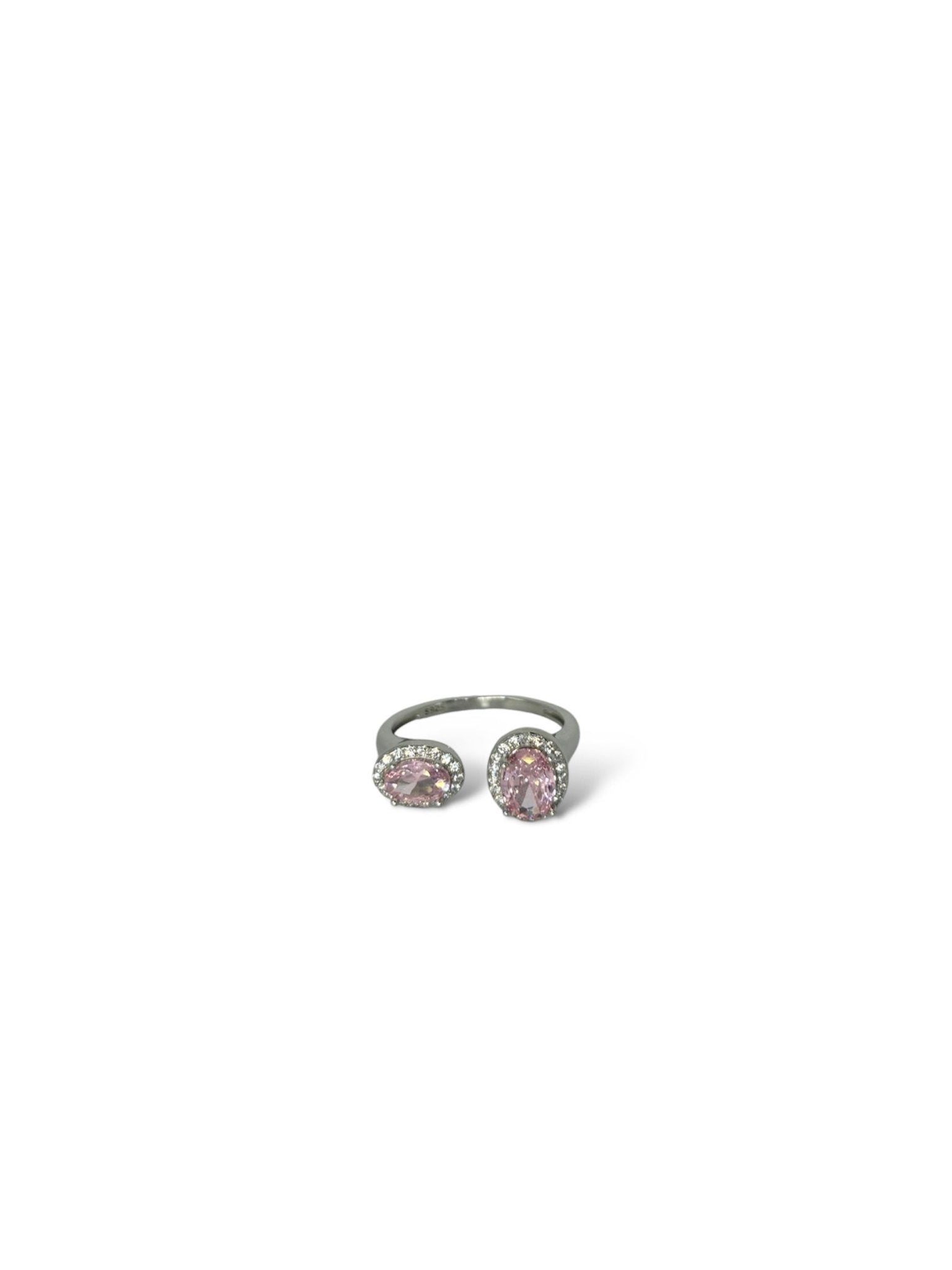 Anello doppio zircone rosa argento 925 - SIddharta