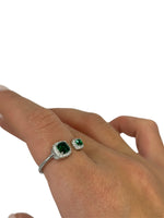 Anello doppio zircone verde argento 925 - SIddharta