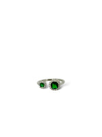 Anello doppio zircone verde argento 925 - SIddharta