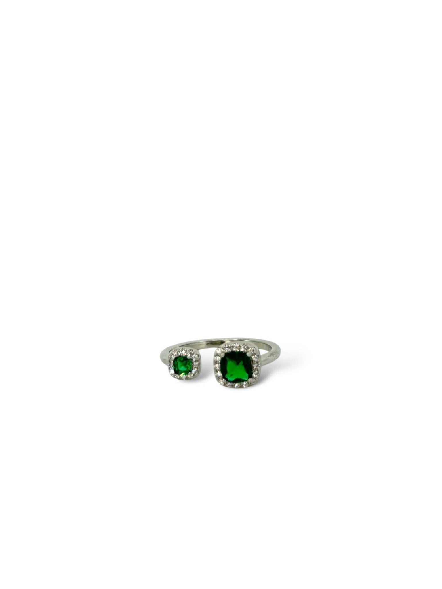 Anello doppio zircone verde argento 925 - SIddharta