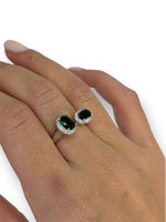 Anello doppio zircone verde argento 925 - SIddharta