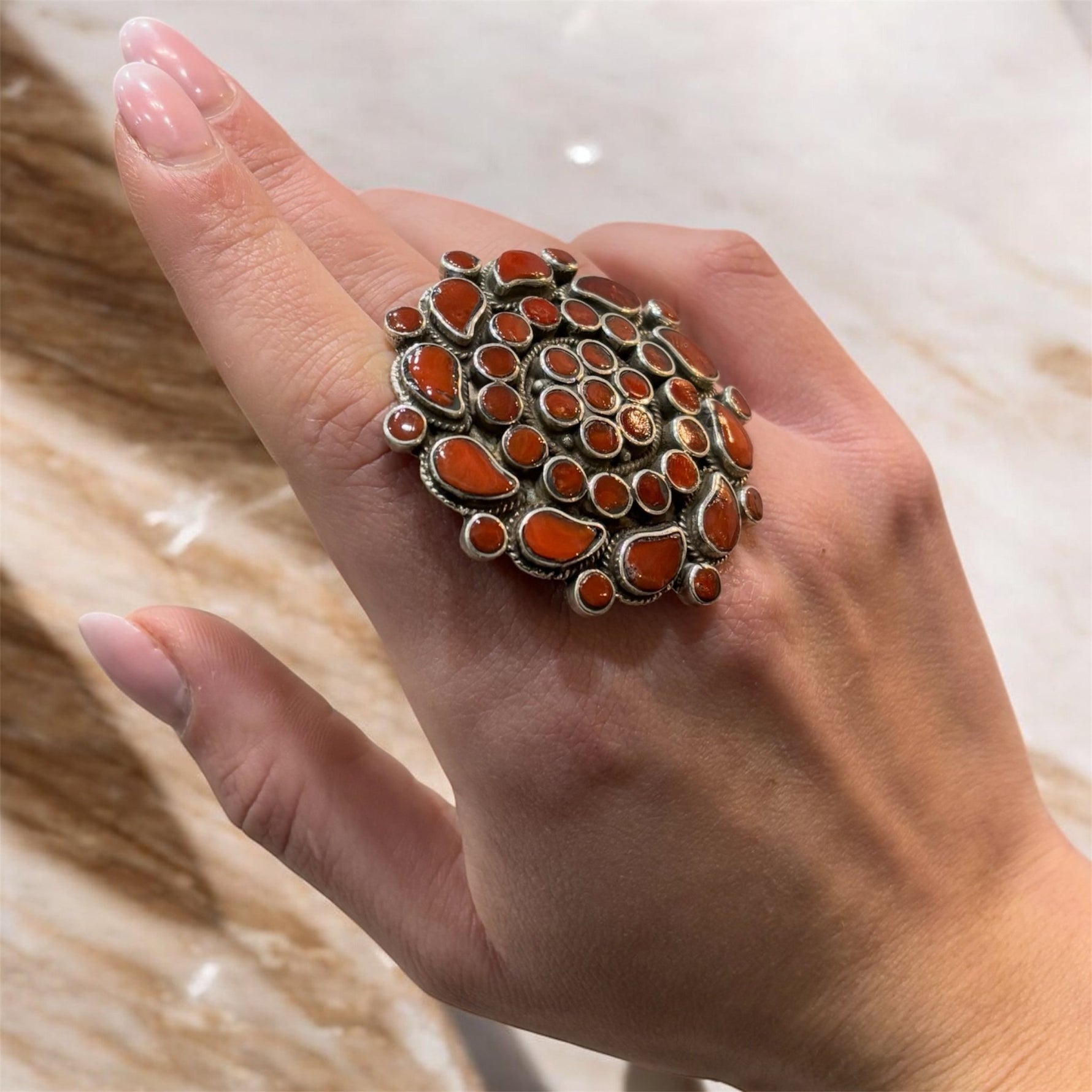 Anello etnico corallo - SIddharta