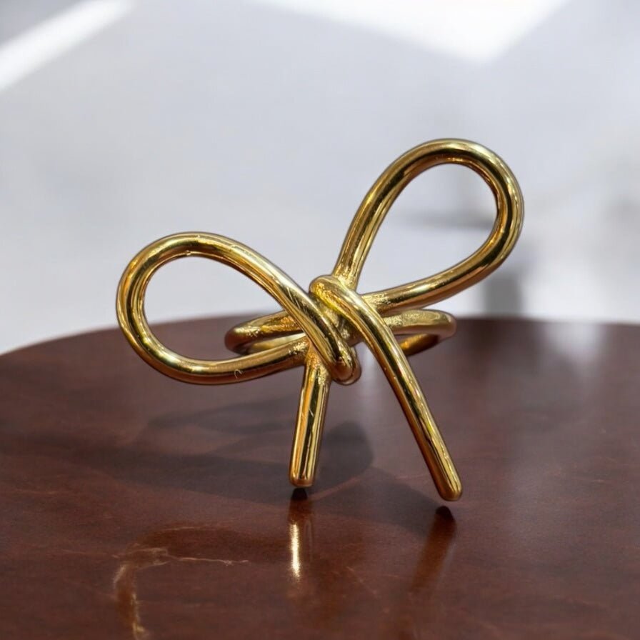 Anello fiocco big oro in acciaio inossidabile - SIddharta