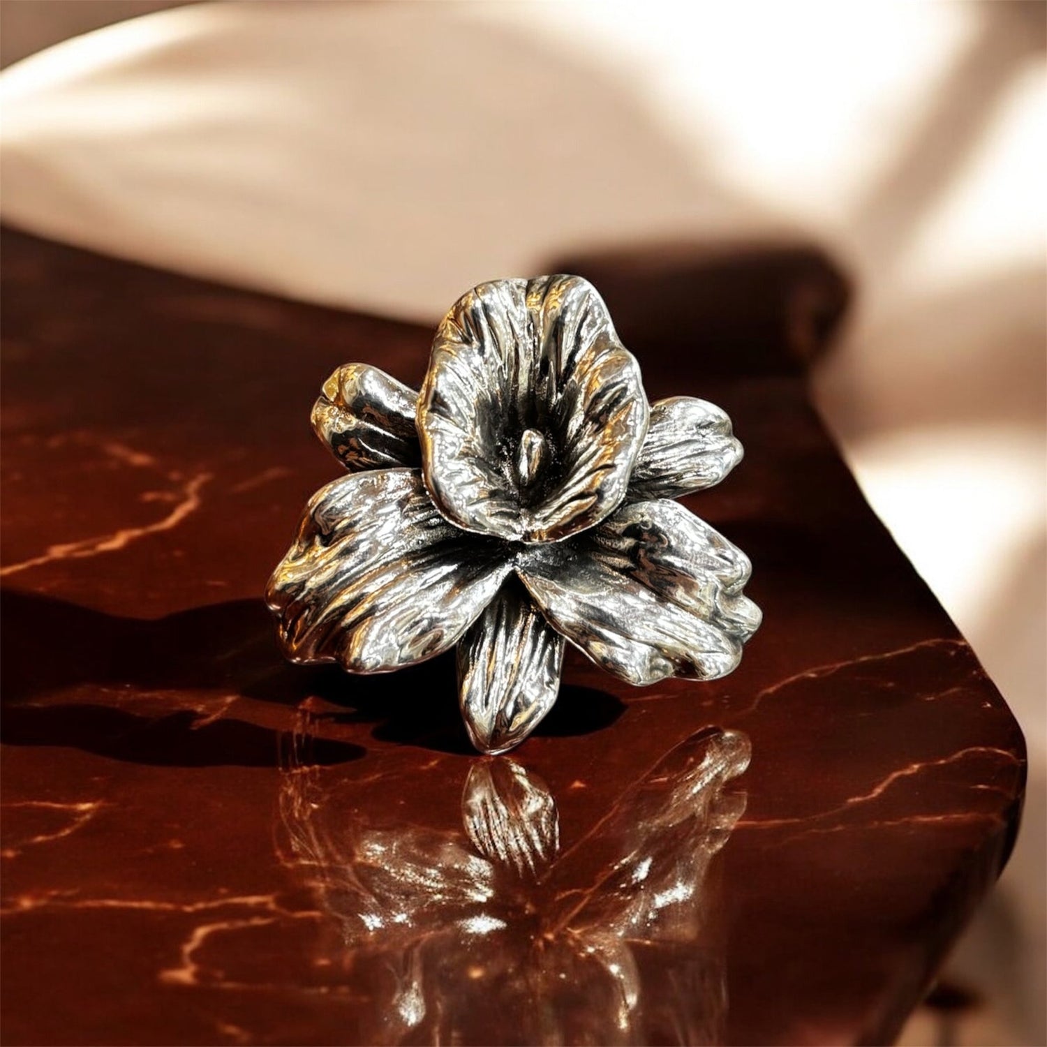 Anello fiore grande in argento 925 - SIddharta