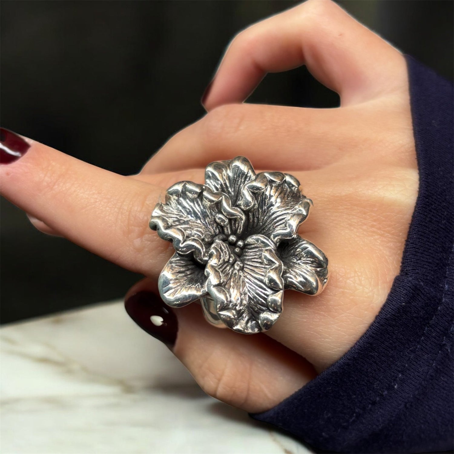 Anello fiore in argento 925 - SIddharta