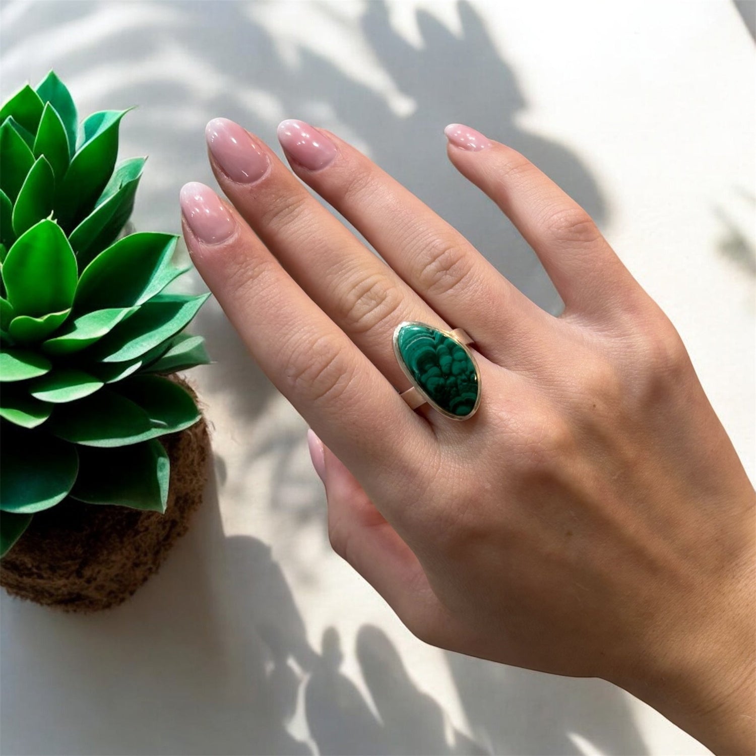 Anello Malachite in argento 925 - SIddharta