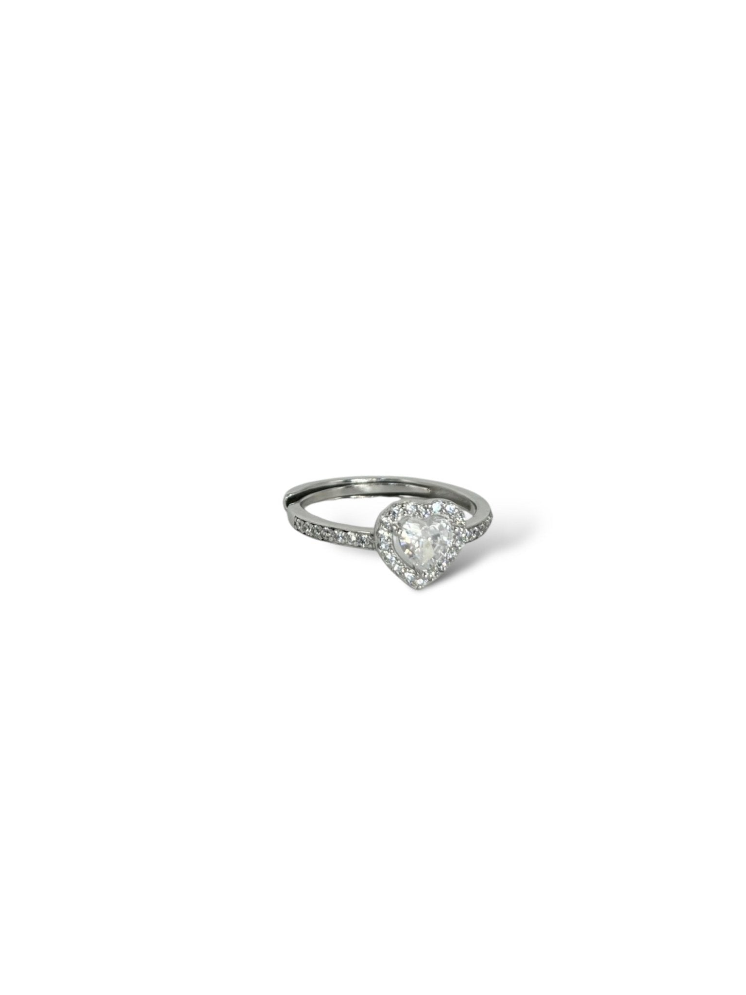 Anello regolabile cuore bianco in argento 925 - SIddharta