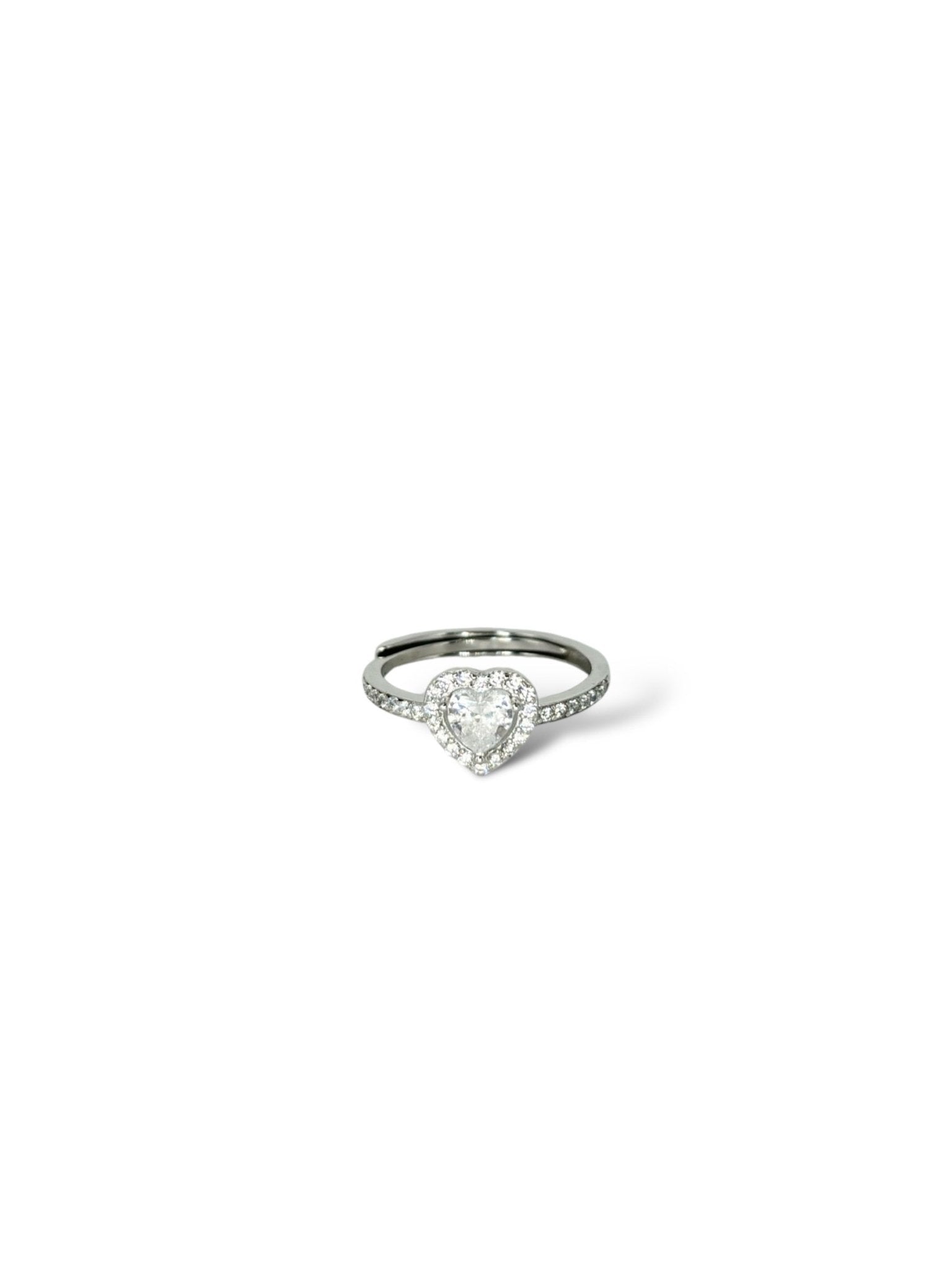 Anello regolabile cuore bianco in argento 925 - SIddharta