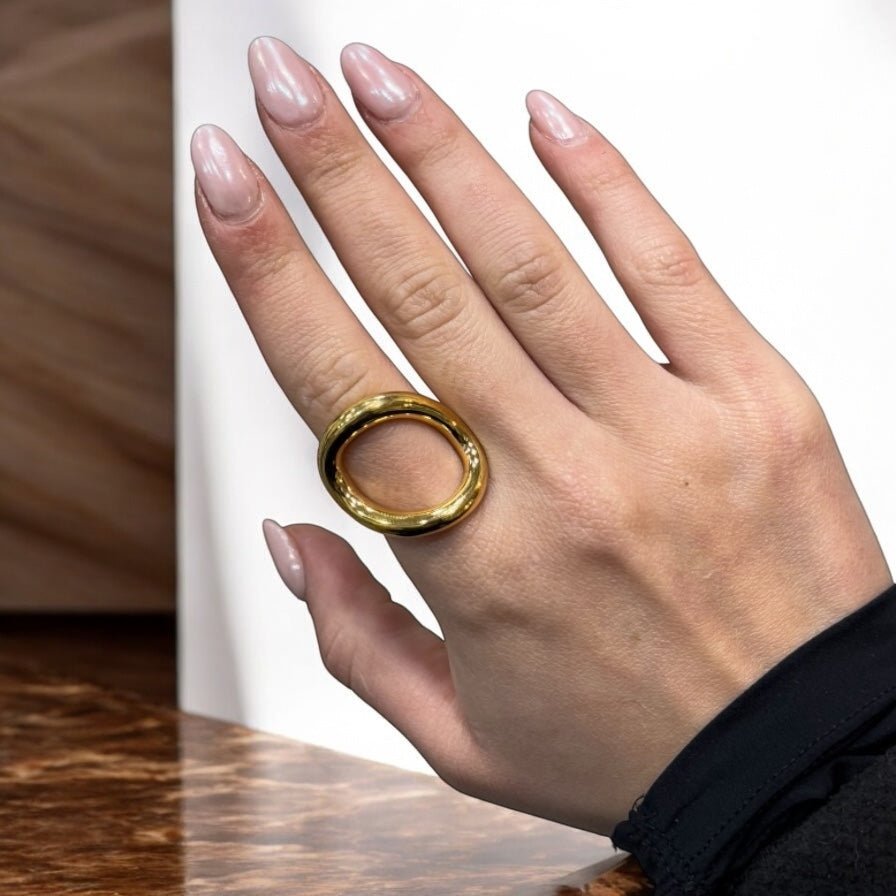 Anello round oro in acciaio inossidabile - SIddharta