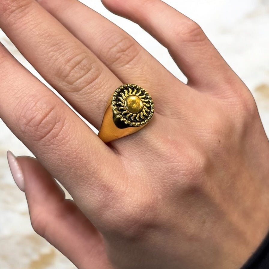 Anello sole oro in acciaio inossidabile - SIddharta